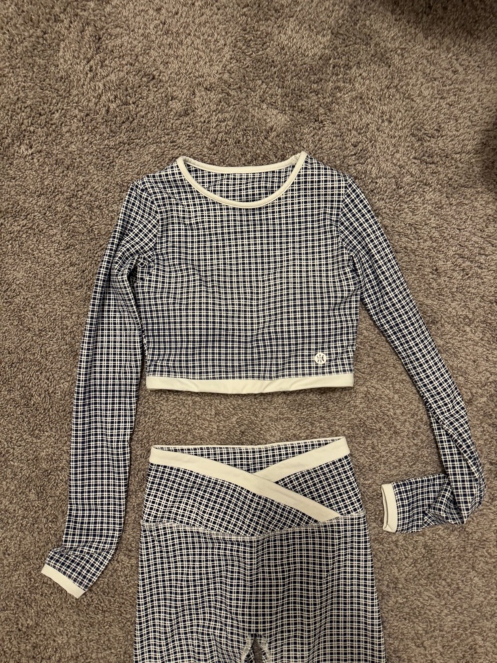 Black & White Gingham High-Waist Leggings Set - Picture 3 of 5